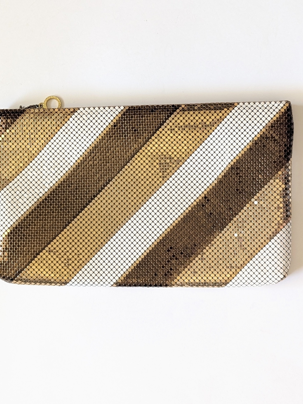 Vintage Whiting & Davis Striped Metallic Clutch - Disco Bag